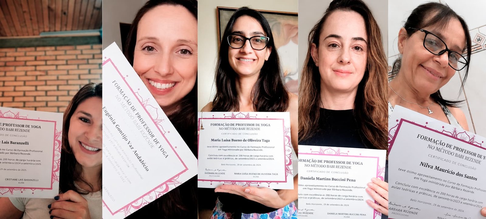Alunas certificadas com certificado na mão