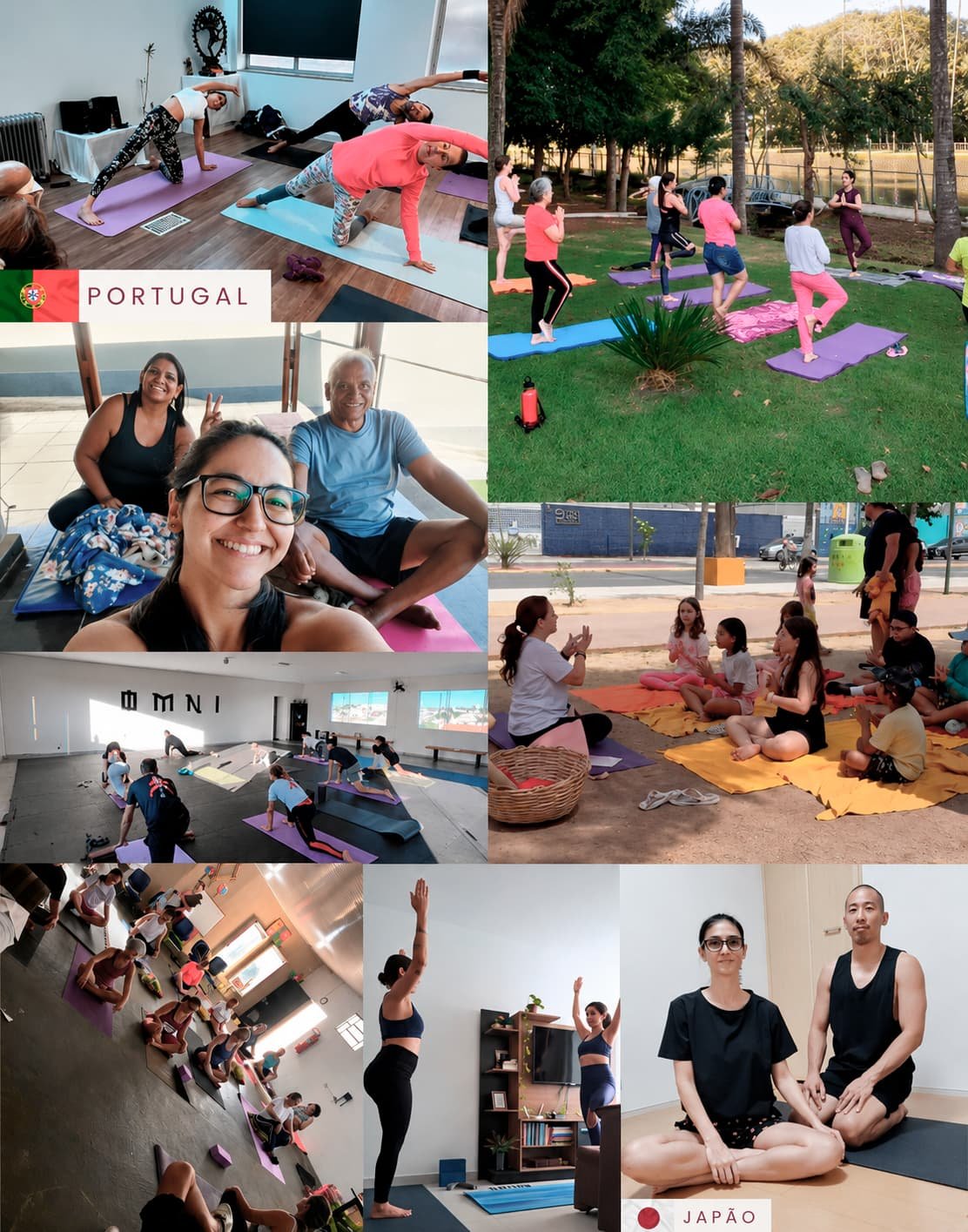 Alunas dando aula de yoga